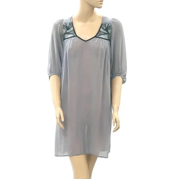 Saivana | Dresses | Saivana Anthropologie Embroidered Mini Dress Sheer  Tunic Vintage Xs New